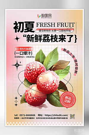 夏季新鲜水果荔枝海报