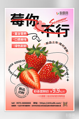 夏季草莓水果海报