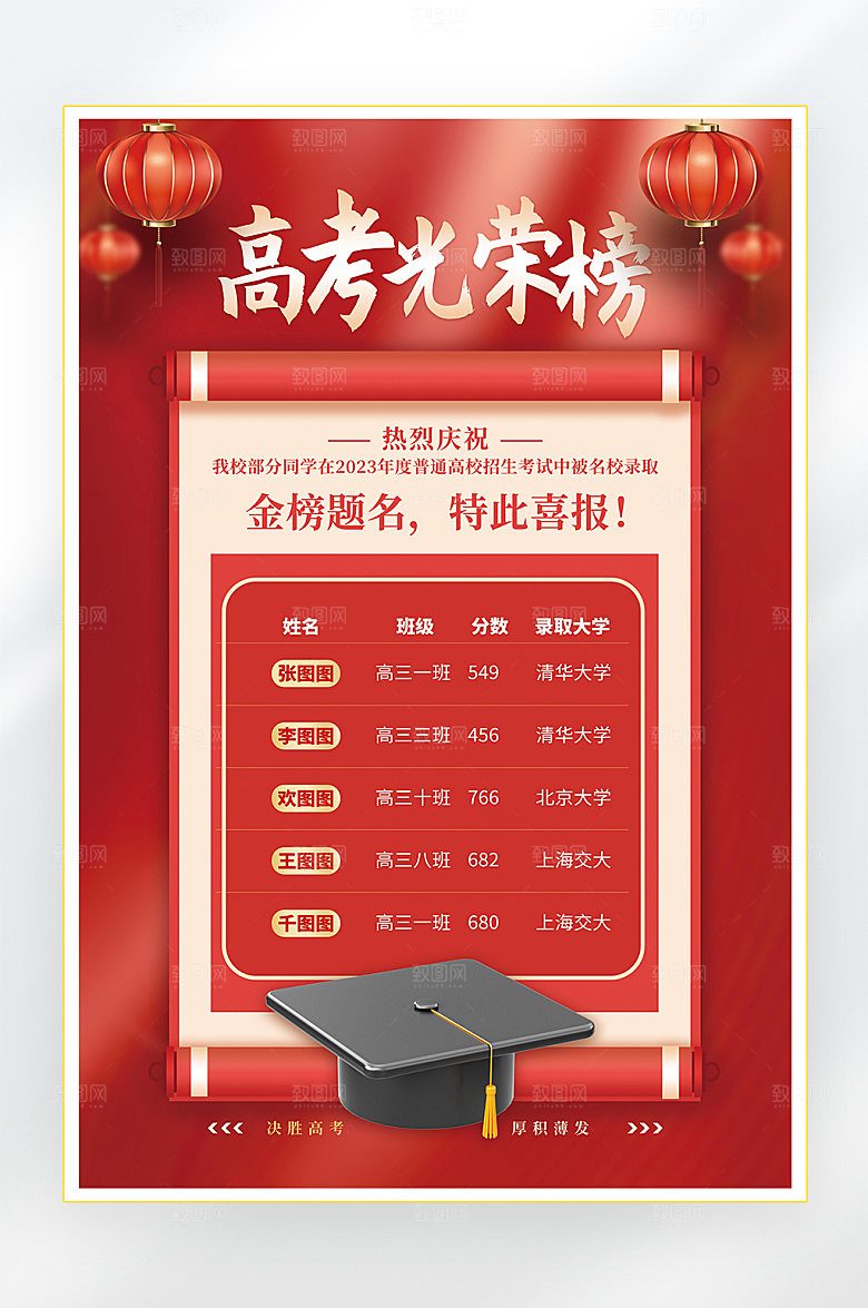 高考状元金榜题名海报