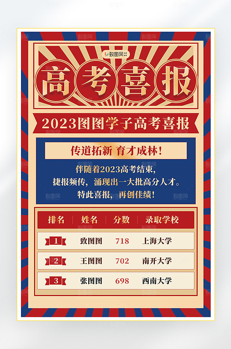 高考状元金榜题名海报