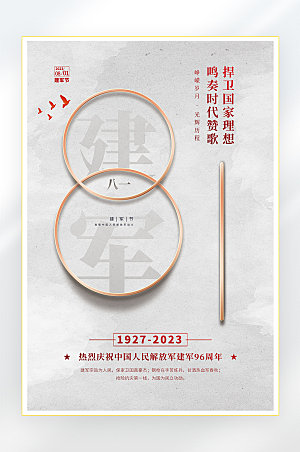 建军节建军96周年海报
