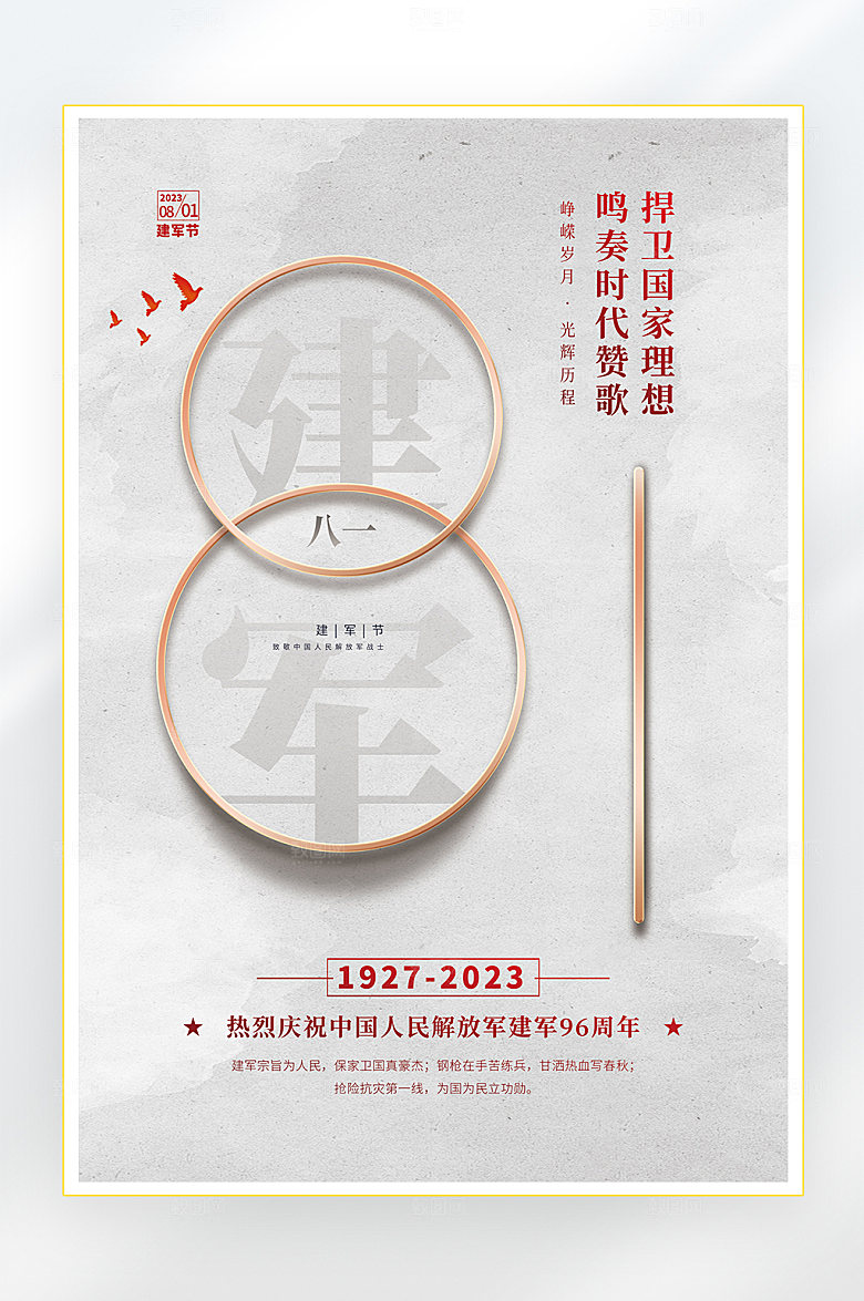 建军节建军96周年海报