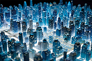 高科技城市综合数据链路信号传输蓝色科幻场