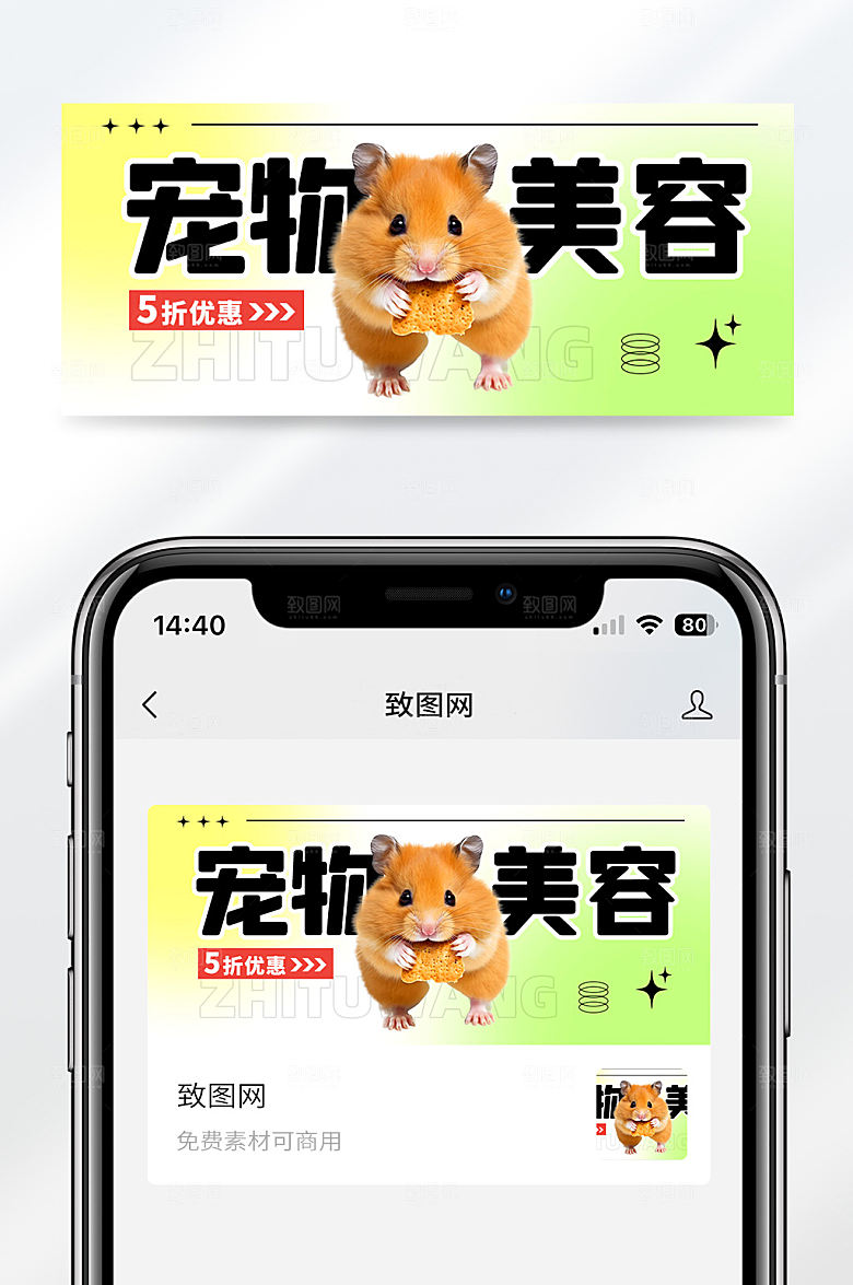 宠物美容活动促销简约大气公众号首图