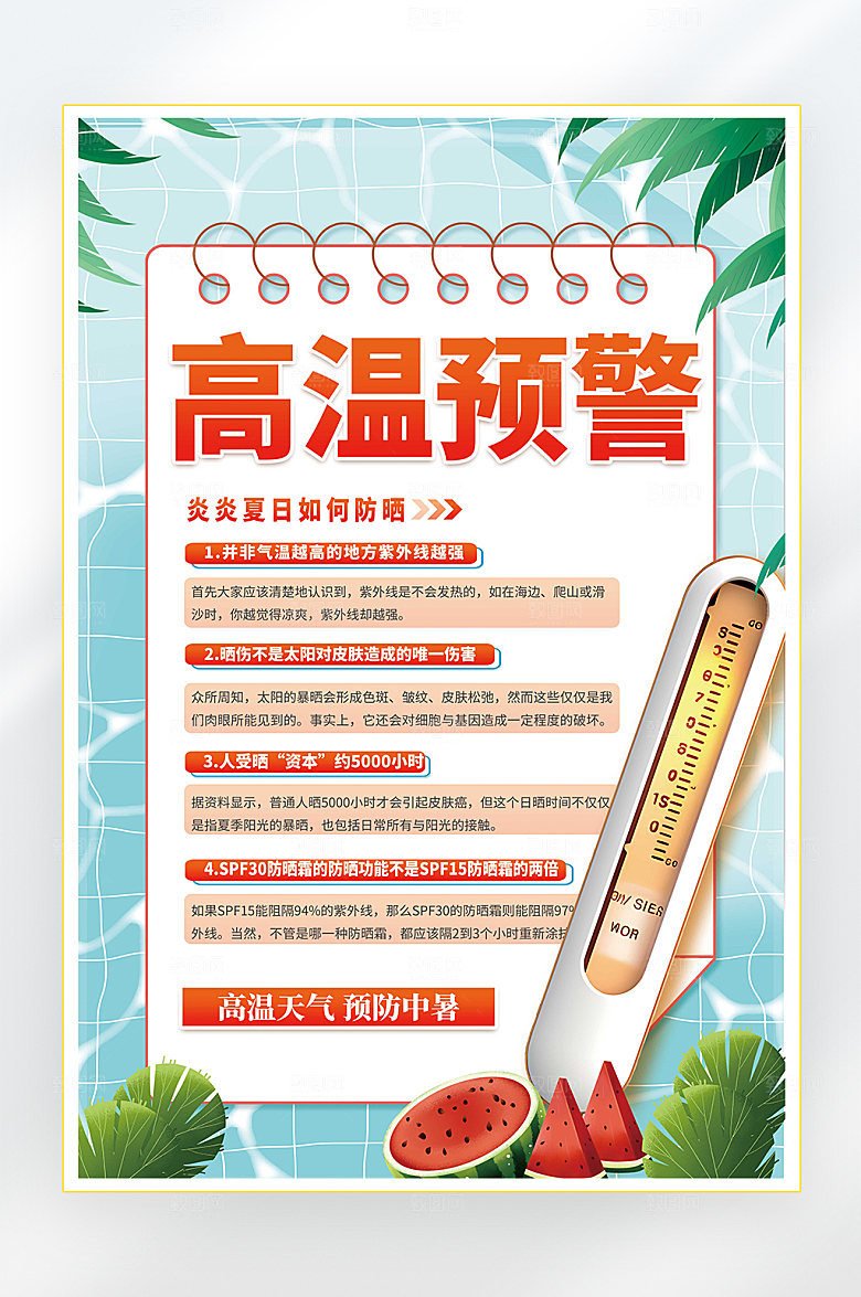 夏季高温防中暑海报