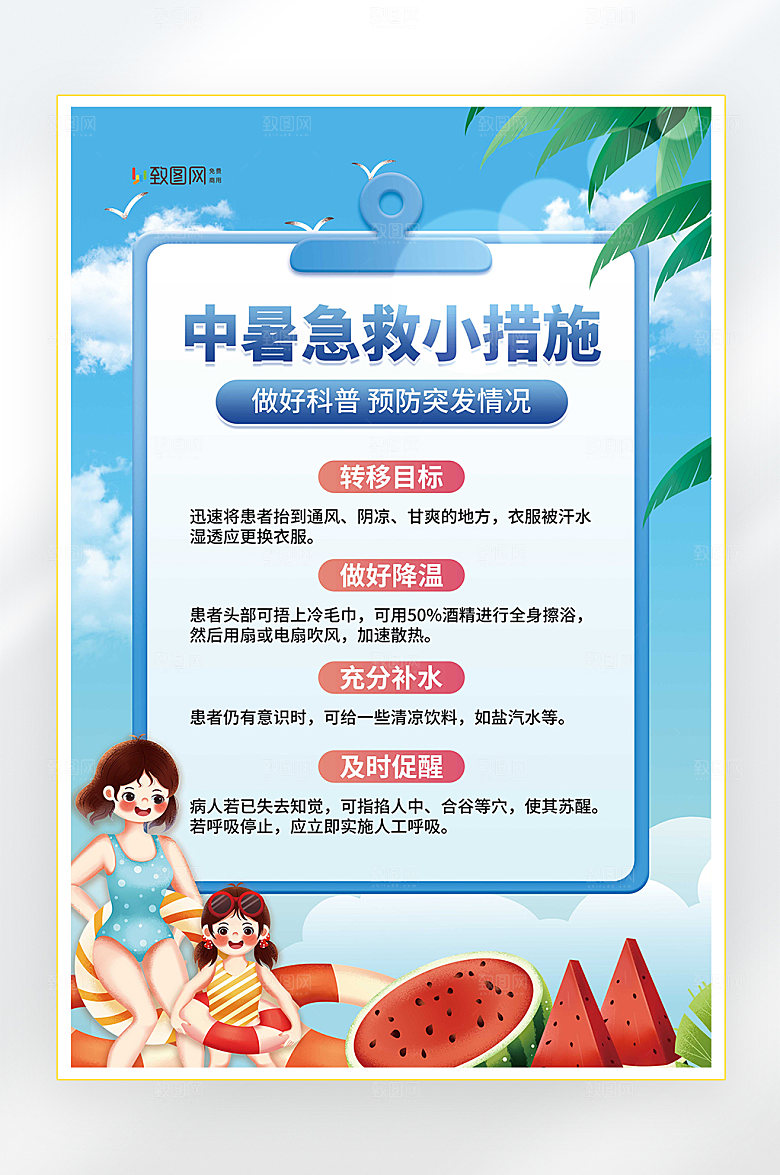 夏季高温防中暑海报