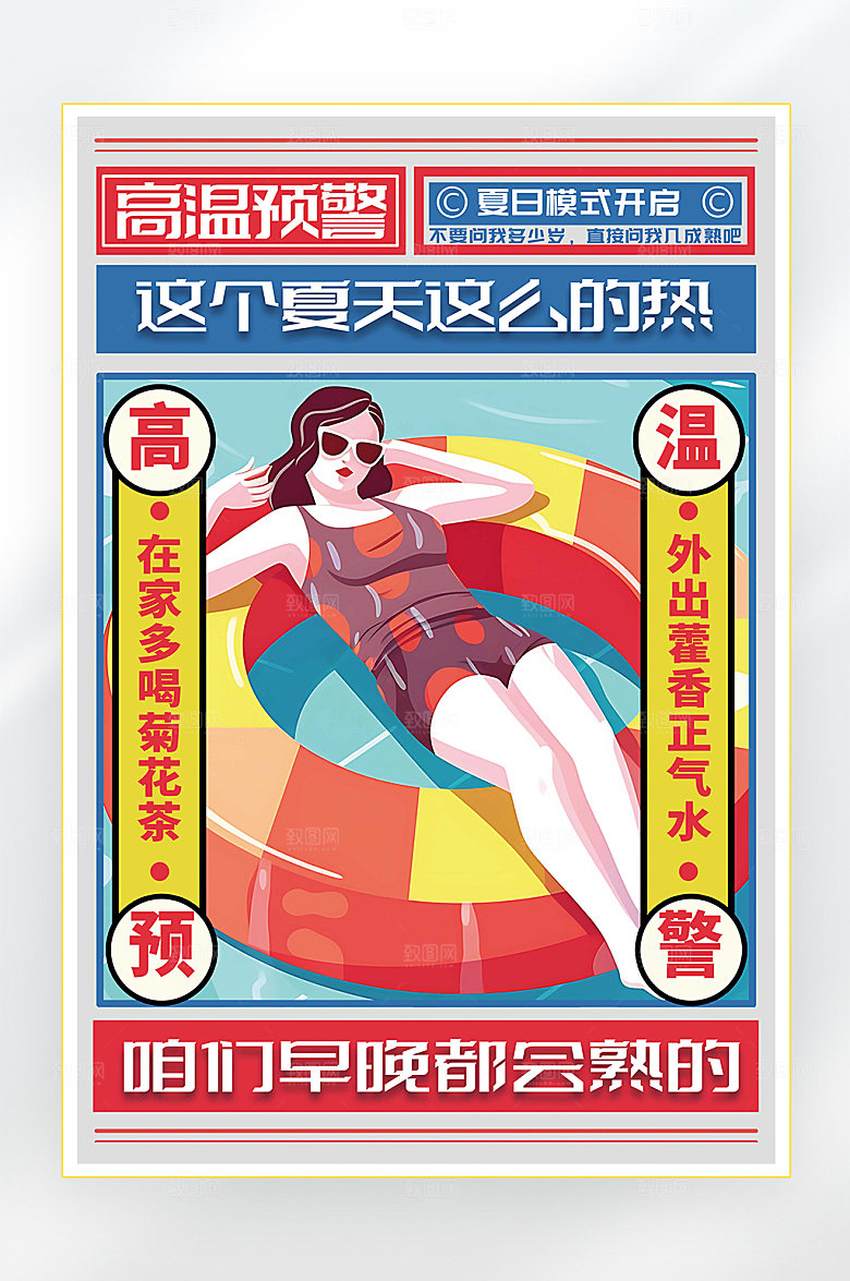 夏季高温防中暑海报