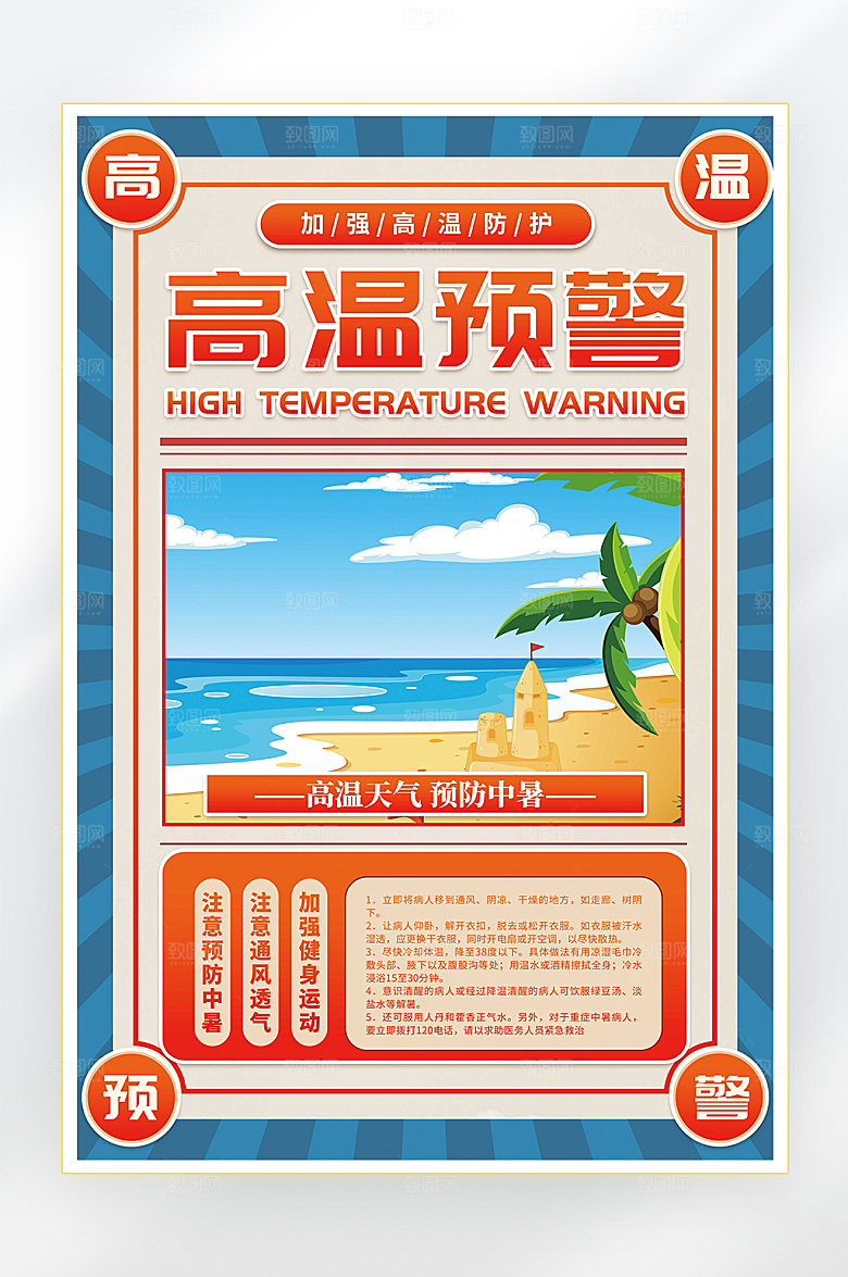 夏季高温防中暑海报