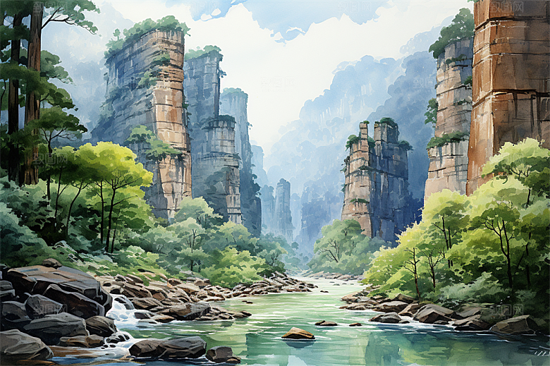 张家界山水风景险峻山峰