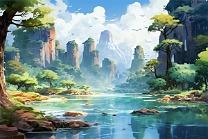 张家界山水风景险峻山峰