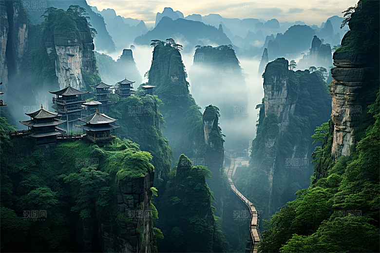 张家界山水风景险峻山峰