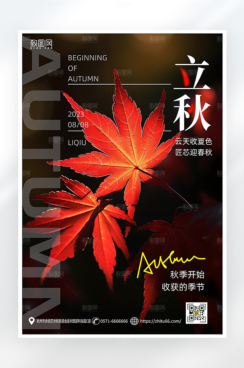 简约大气立秋节气海报