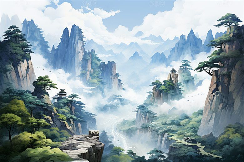 张家界山水风景险峻山峰