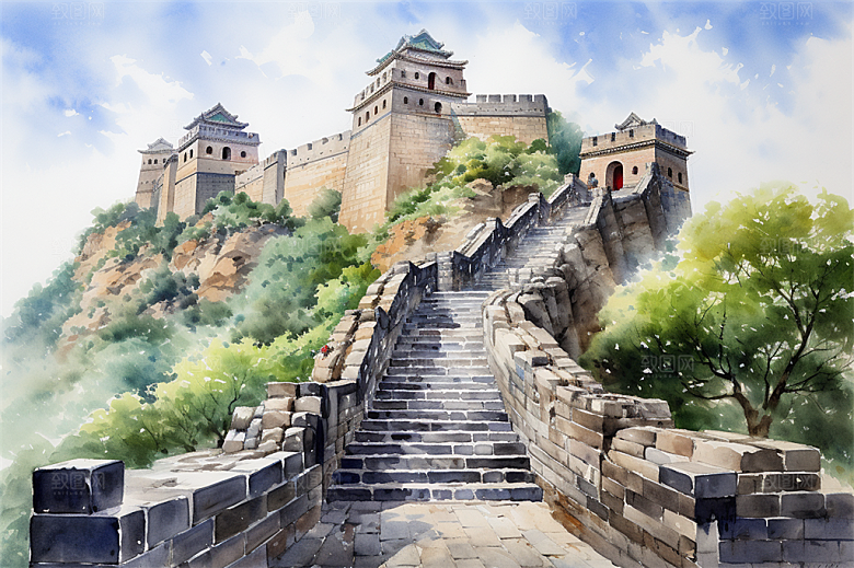 北京地标八达岭长城雄伟城楼
