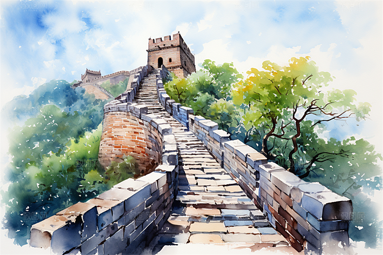 北京地标八达岭长城雄伟城楼