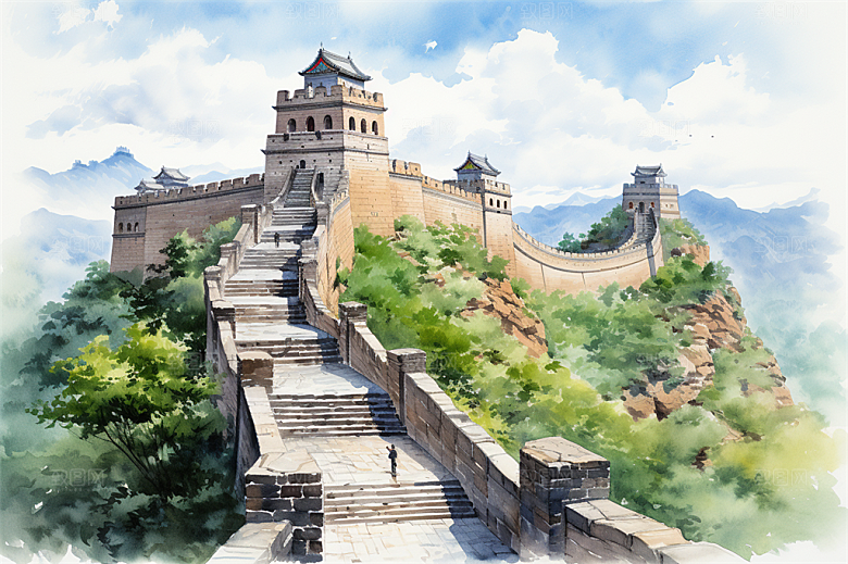 北京地标八达岭长城雄伟城楼