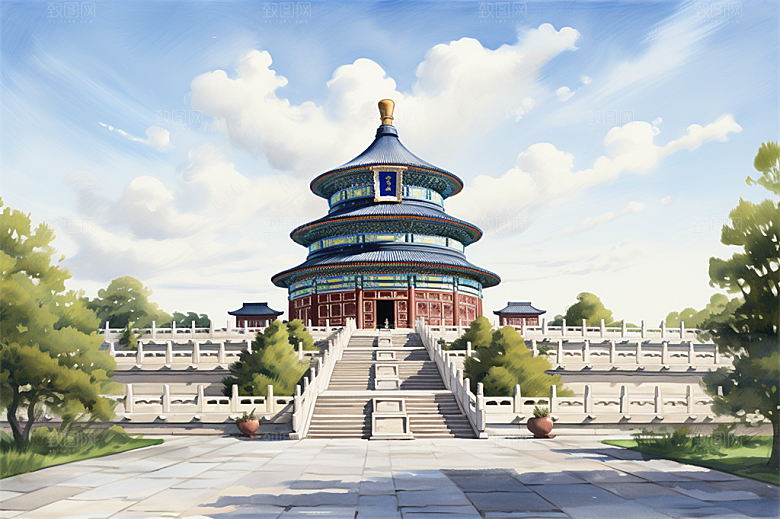 北京地标八达岭长城雄伟城楼