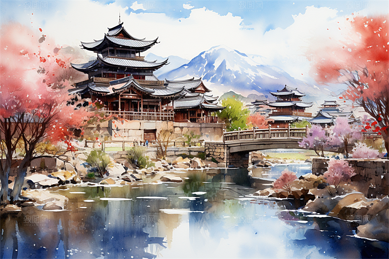 江南古镇民居街道商贩安静生活场景