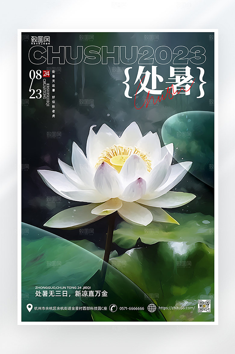 简约大气处暑节气海报