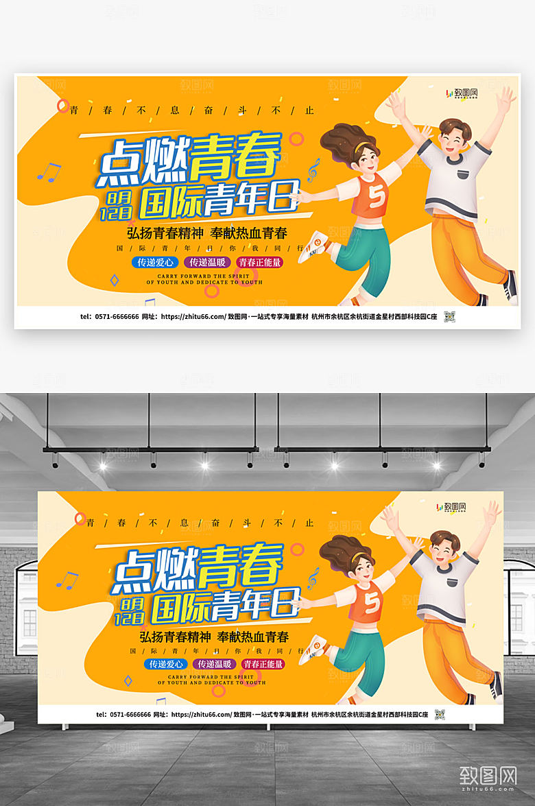 简约大气国际青年日展板