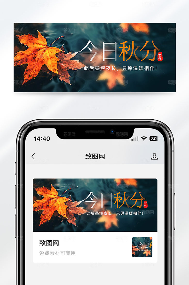 摄影凤简约大气秋分节气宣传公众号首图