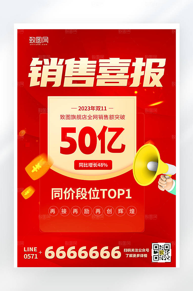 红色简约大气销售喜报创意海报