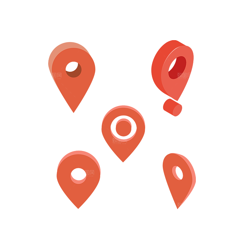 3D立体地址地图标注png元素