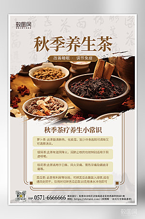 秋季中医养生茶海报