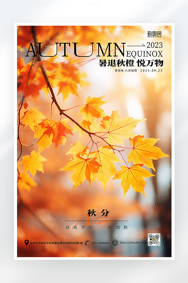 简约大气秋分节气海报
