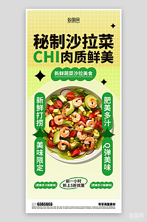 美食蔬菜沙拉促销海报