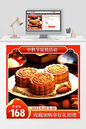 红色喜庆中秋节促销活动宣传电商主图
