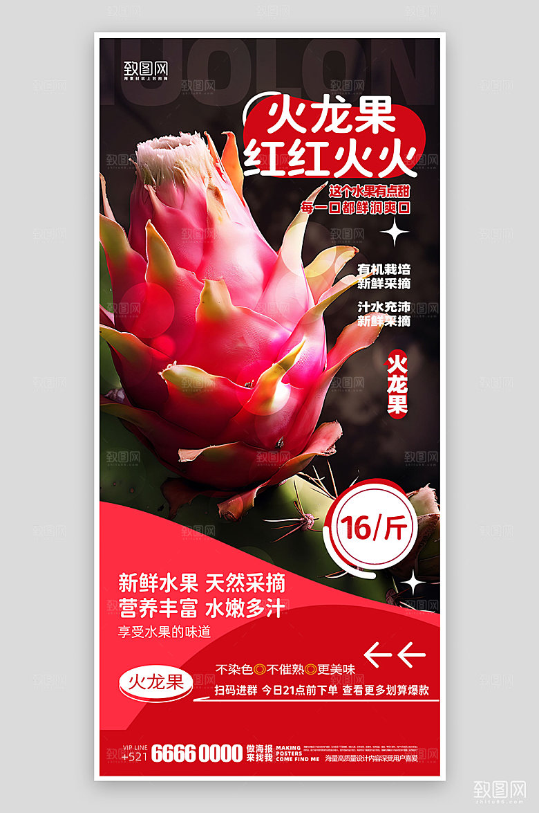 水果火龙果促销海报
