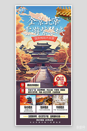假期北京旅游手机海报