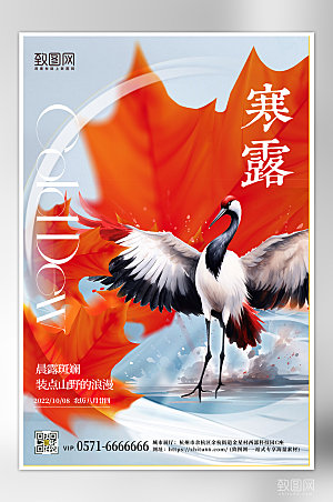 中国传统节气寒露中国风海报