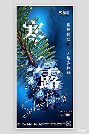 中国传统节气寒露摄影图手机海报