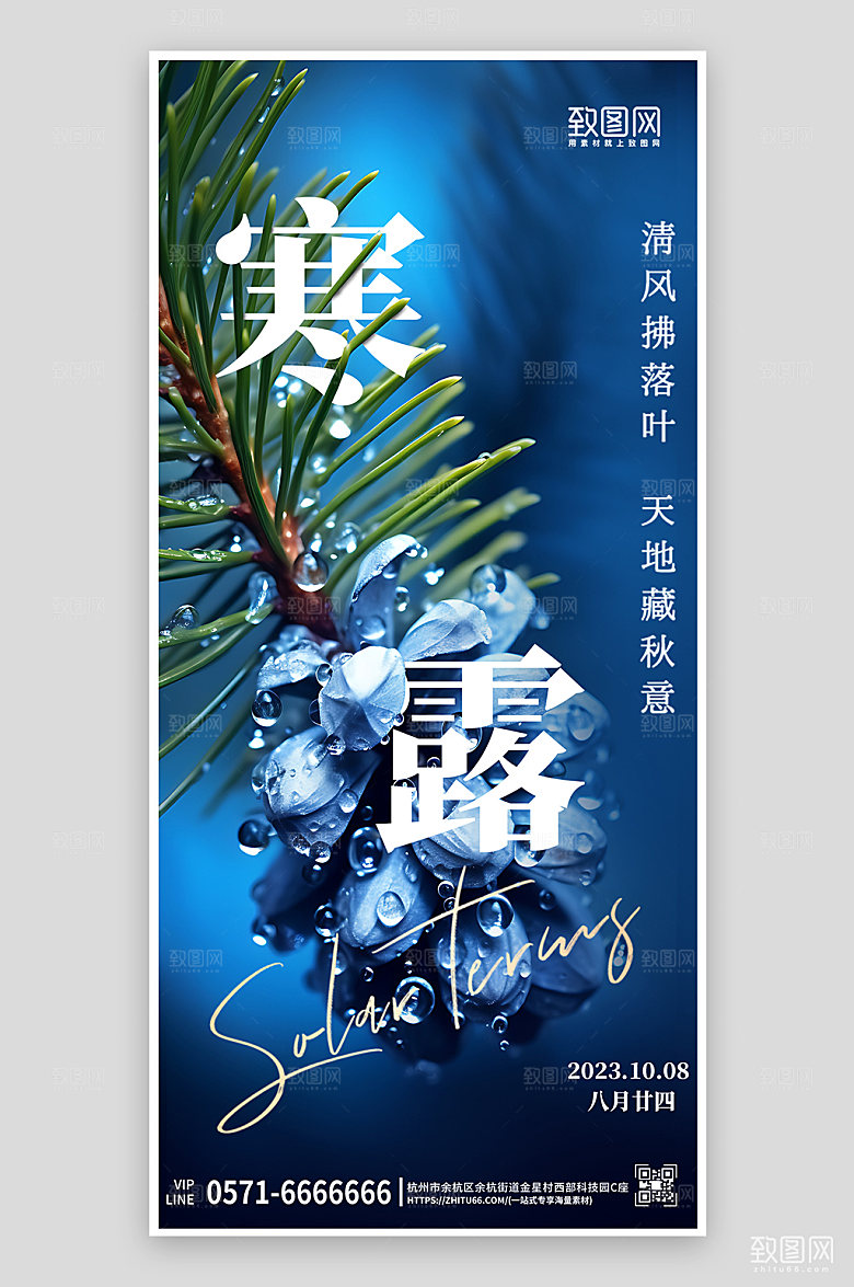 中国传统节气寒露摄影图手机海报