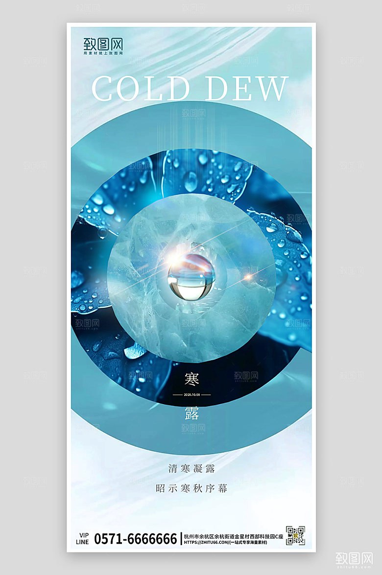 中国传统节气寒露简约手机海报