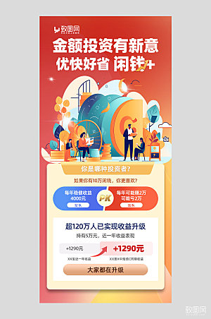 商务金融金融图标橙色商务简约手机广告营销海报
