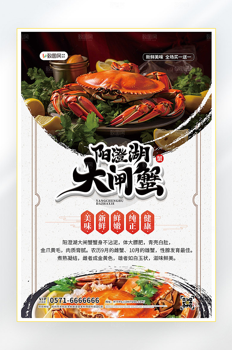 秋季美食大闸蟹海报