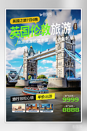 英国旅游旅行宣传海报