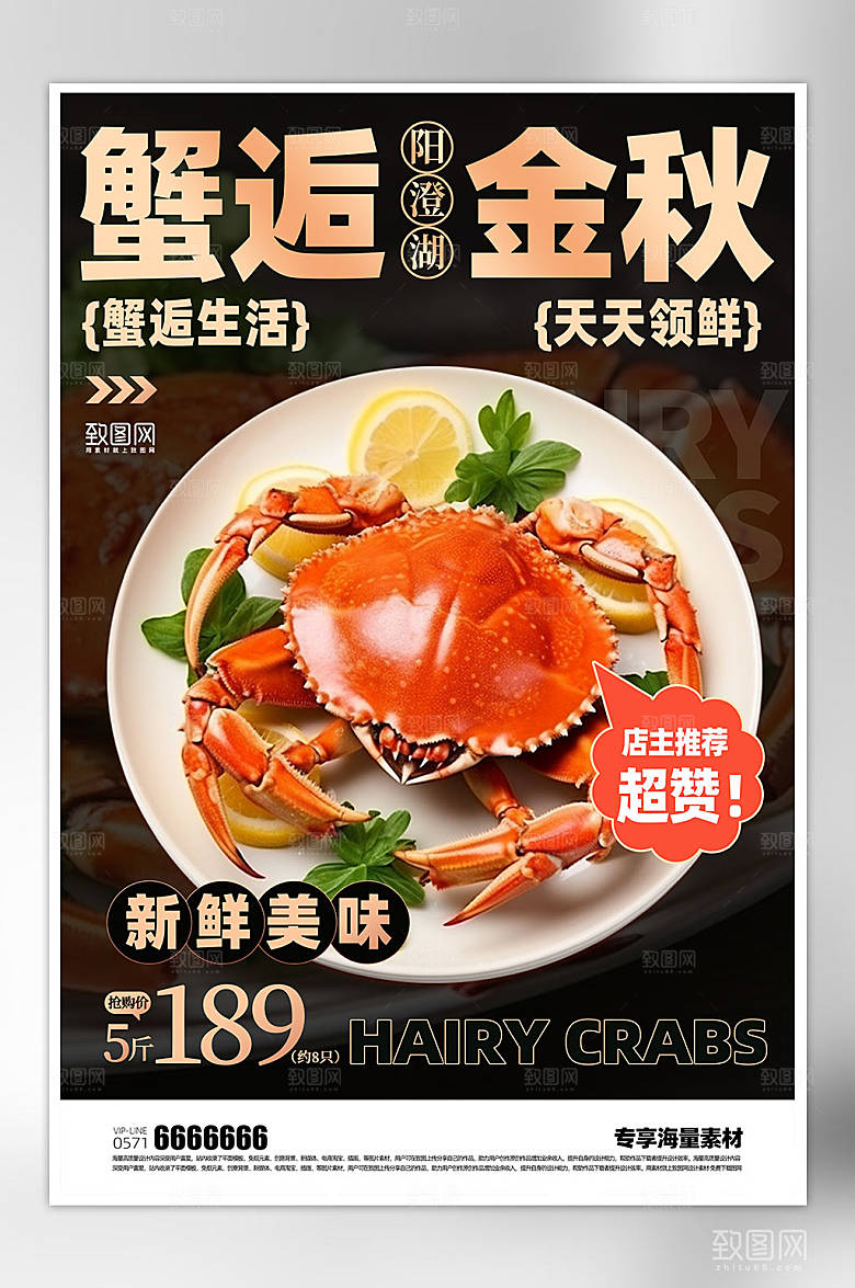 大闸蟹秋季美食宣传海报