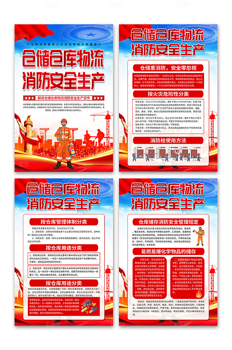 仓储仓库物流消防安全生产海报