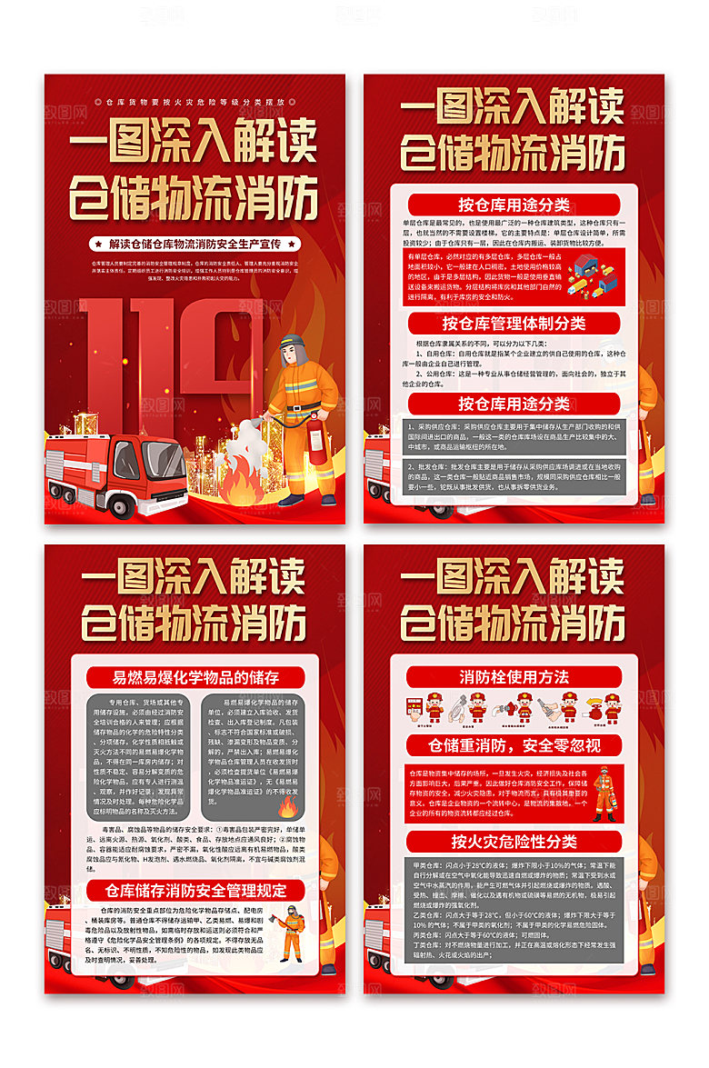 仓储仓库物流消防安全生产海报