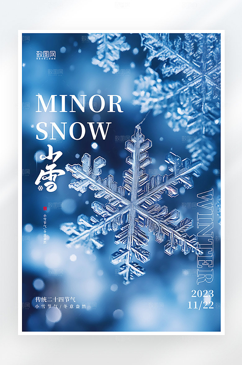 简约大气小雪节气海报