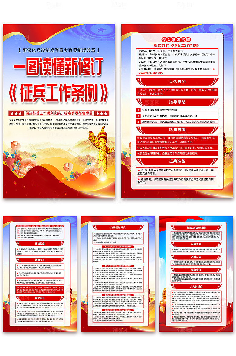 新修订征兵工作条例党建海报