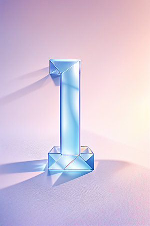 透明数字1立体玻璃艺术字