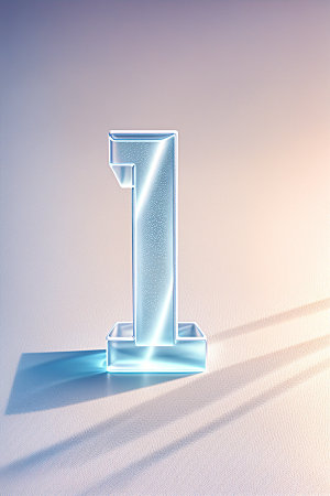 透明数字1玻璃3D艺术字