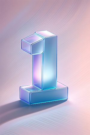 玻璃数字1艺术字透明元素