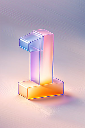 玻璃数字13D艺术字元素