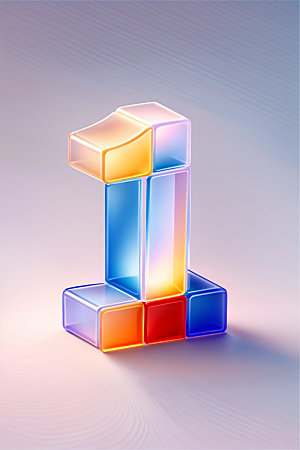 玻璃数字1艺术字塑料元素
